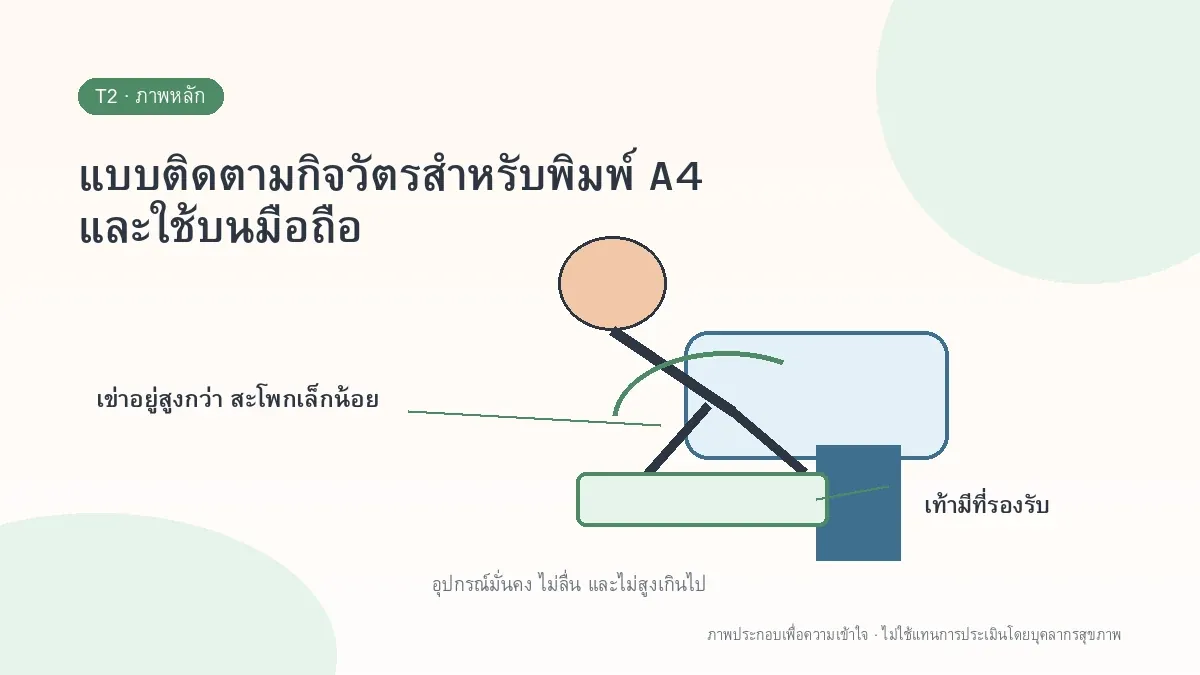 แบบติดตามกิจวัตรสำหรับพิมพ์ A4 และใช้บนมือถือ